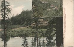 A River View and Cottages in Montesano Postcard
