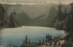 Boats on Guernewood Beach Guerneville, CA Postcard Postcard Postcard