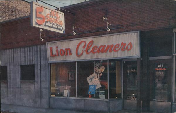 Lion Cleaners, 5 hour service, display windows Advertising