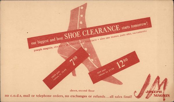 Joseph Magnin Shoe Sale San Francisco California