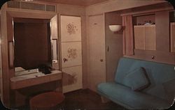 Stateroom, S.S. Lurline - Polynesian Decor, Cheerful Colors Postcard