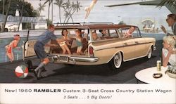 New! 1960 Rambler Custom 3-Seat Cross Country Station Wagon Postcard