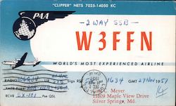Radio W3ffn. Pan American World Airways. Clipper Nets 7025-14050 KC Airline Advertising Postcard Postcard Postcard