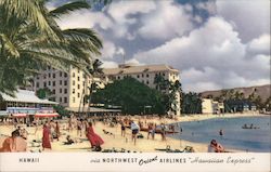 Northwest Orient Airlines Hawaiian Express. Beach, resorts, palm trees Honolulu, HI Postcard Postcard Postcard