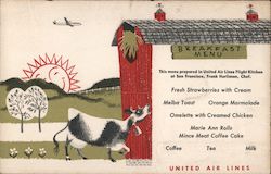 United Airlines Breakfast Menu. Postcard
