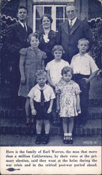 Earl Warren and family, Governor Candidate Postcard