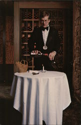 Sommelier Pouring Wine at a Table in Canlis' Restaurant at The Fairmont Hotel In San Francisco Postcard