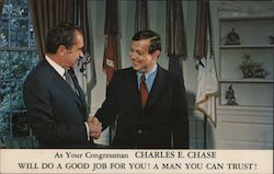 Charles E. Chase for Congressman. Shaking hands with President Richard Nixon San Mateo, CA Postcard Postcard Postcard