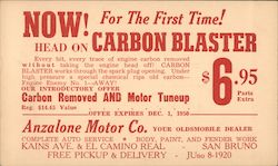 Anzalone Motor Co. Oldsmobile dealer. Carbon Blaster Postcard