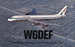 Radio W6DEF confirmation card. United Air LInes DC-8 Jet Mainliner Redwood City, CA Postcard Postcard Postcard