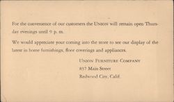 Union Furniture Company Postcard