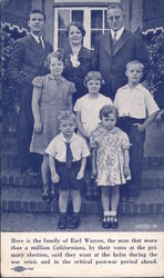 Earl Warren and family, Governor Candidate Postcard