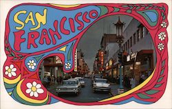 San Francisco China Town, Psychedelic Hippie Style California Postcard Postcard Postcard