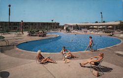 The Hyatt House Hotel pool and bathers Postcard