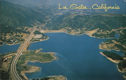 Helicopter view of Los Gatos, Lexington Dam and Highway #17 Postcard