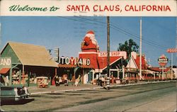 Street Scene in Santa Claus Postcard