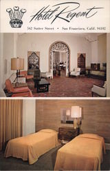 Hotel Regent lobby and bedroom Postcard