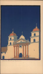 View of Santa Barbara, Calif Serigraph Postcard