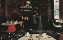 Redwood Empire Ice Arena. The Warm Puppy Fireplace - Snoopy-, dining room Postcard