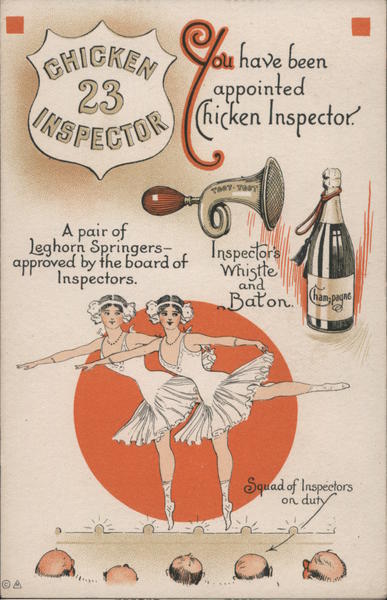 You Have Been Appointed Chicken Inspector Comic, Funny Postcard