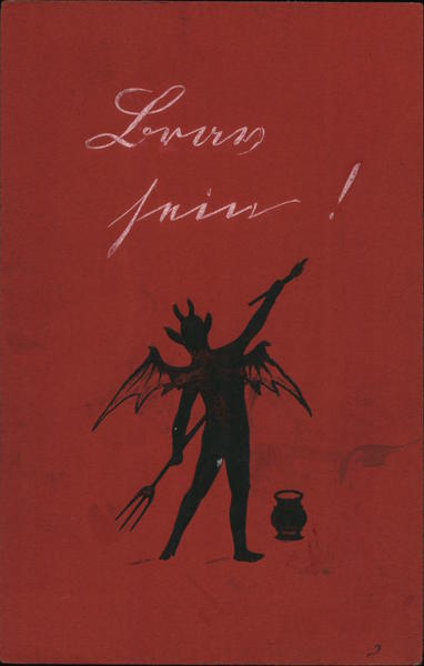Halloween card from Austria - Devil Devils