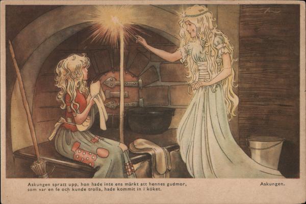 Askungen spratt upp, hon nade inte ens markt att hennes gudmor