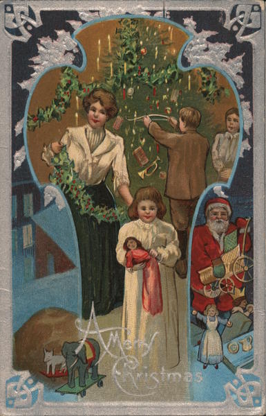 A Merry Christmas - Embossed Santa Claus