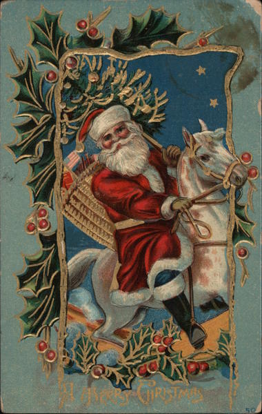 A Merry Christmas - Embossed Santa Claus