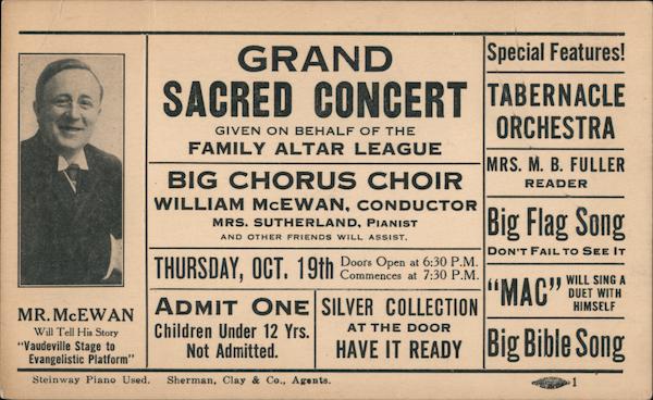 Grand Sacred Concert given on behalf of the Family Altar League