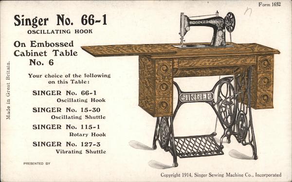 Singer No. 66-1 Oscillating Hook Sewing Machine, 1914