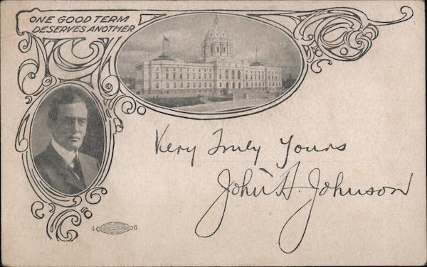 John A. Johnson. One good term deserve another. Signed
