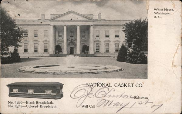 Ad for National Casket Co. with photo of the White House