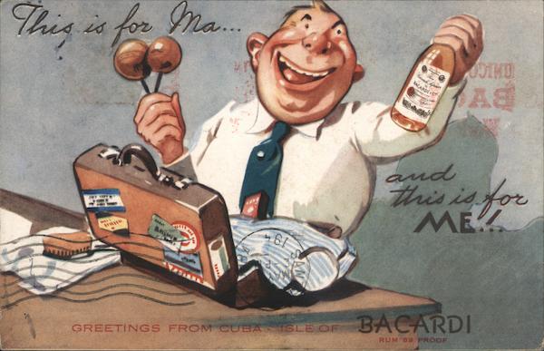 Greetings from Cuba Isle of Bacardi Rum. This is for ma and this is for me!