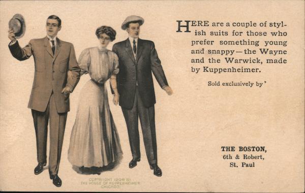 Wayne and Warwick suits by Kuppenheimer. Advertising