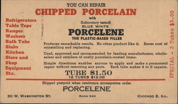 You can repair Chipped Porcelain with Blue White Porcelene