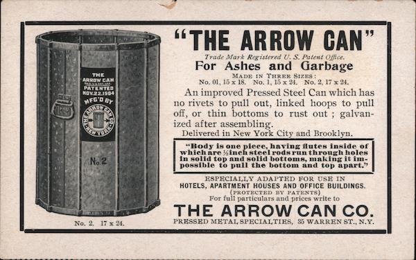 The Arrow Can for ashes and garbage. Advertising