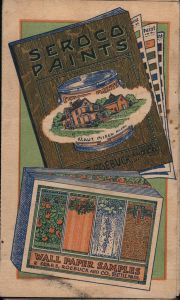 Sears, Roebuck and Co. Seroco paints and wall paper samples.