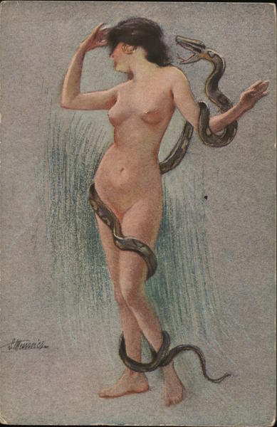 La Femme et le Serpent signed S. Meunier Suzanne Meunier
