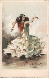 Flamenco Dancing woman (painting) Postcard