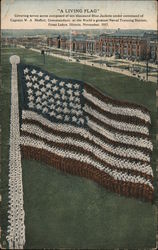 Living Flag at the Naval Training Station, Great Lakes, Illinois Postcard