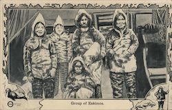 Group of Eskimos on ship Explorers Postcard Postcard Postcard