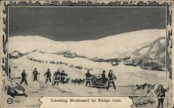 Traveling Northward by Sledge Train Postcard