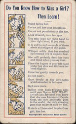 Do you know how to kiss a girl? Then learn! Postcard