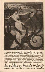 Liberty bonds guarantee immunity from spies. Prussian octopus Postcard