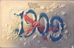A happy new year 1909 embossed. Postcard