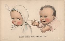 Let's Kiss and Make Up! Die Cut Babies Postcard