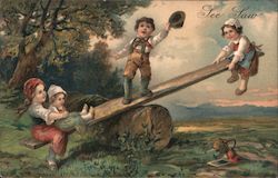 See Saw. Embossed Children Postcard Postcard Postcard