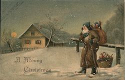 A Merry Christmas - Embossed Postcard