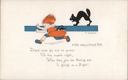For Halloween: Black cats go out to prowl / On this mystic night Postcard