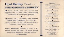 Opal Hadley presents Interesting personalities of San Francisco California Postcard Postcard Postcard